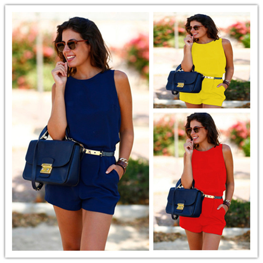 Janet – Backless Women's Jumpsuit with Waist Belt