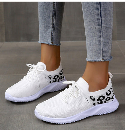 Sarah – Leopard Print Lace-Up Sneakers for Women