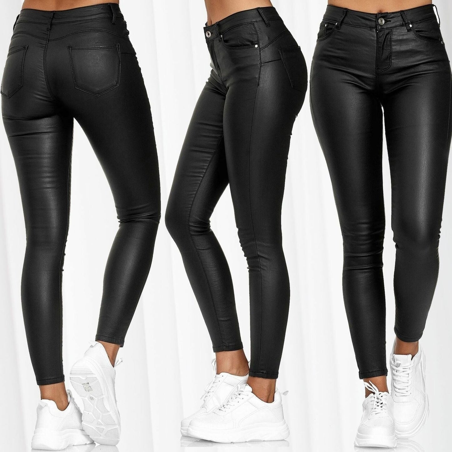 Tanya – Vegan Leather Pants in Solid Design