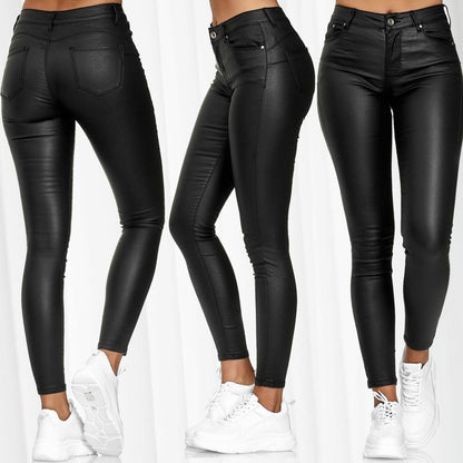Tanya – Vegan Leather Pants in Solid Design