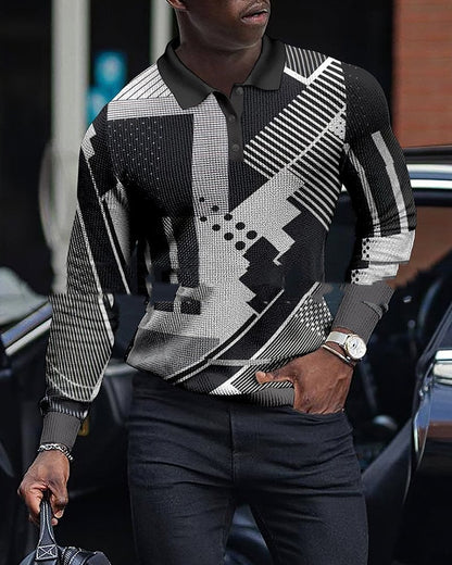 Jonathan – Casual Pullover with Lapel and Digital Print