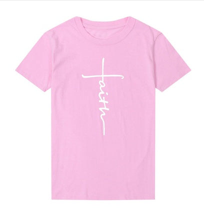 Carol – Women's Cotton T-Shirt with Cross Motif