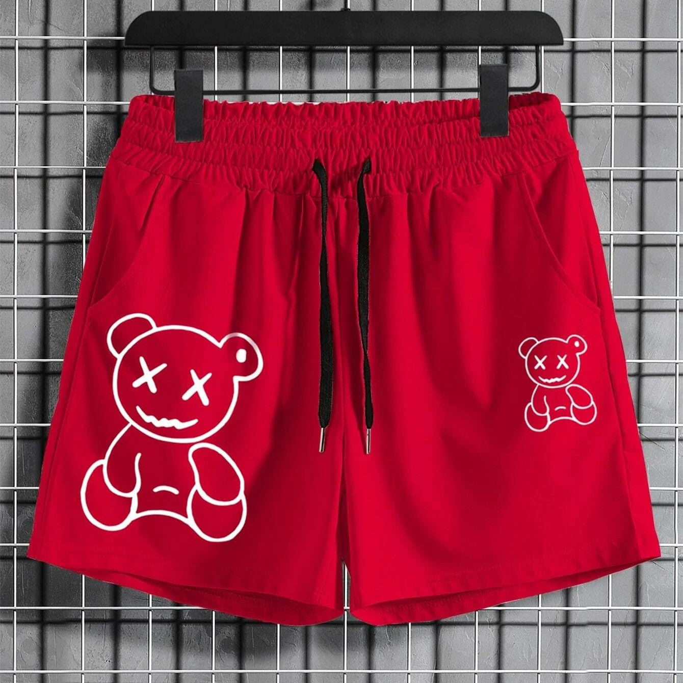 Timothy – Cotton Shorts with Bear Print