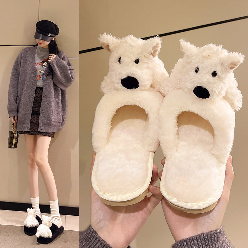 Katy – Fluffy Puppy Slippers in Cotton