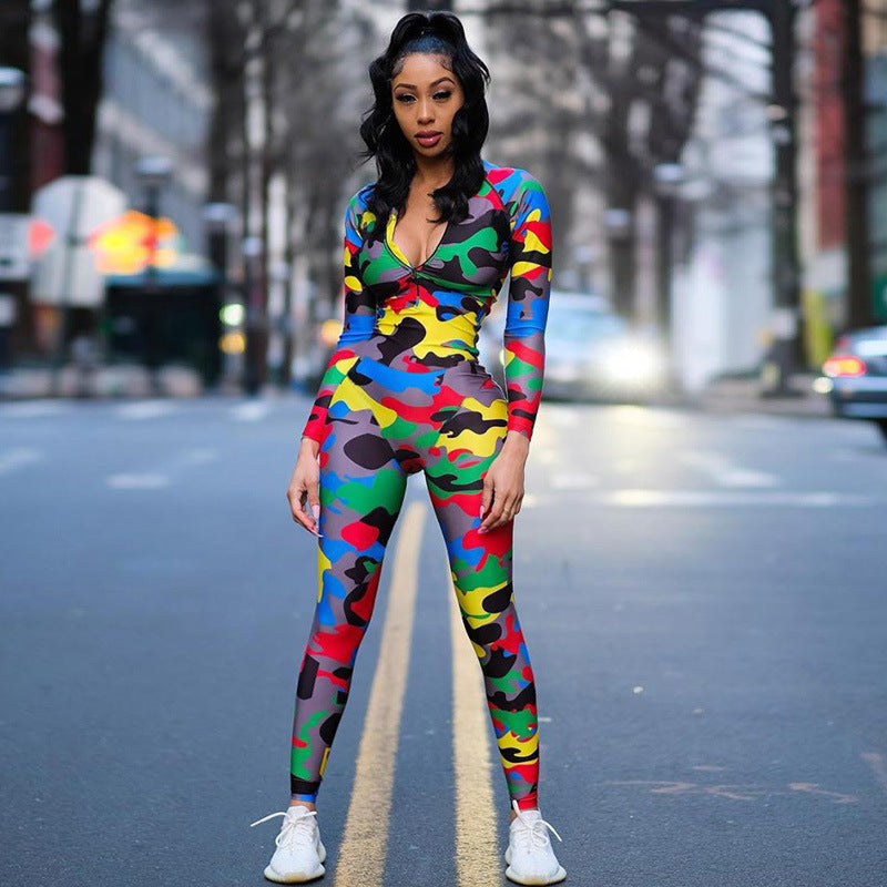 Julia – Camouflage Pattern Yoga Jumpsuit