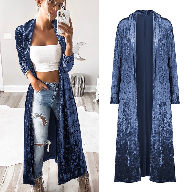 Lydia – Long Velvet Women's Coat for Autumn