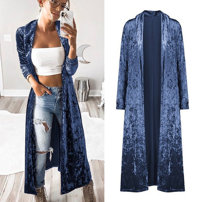 Lydia – Long Velvet Women's Coat for Autumn