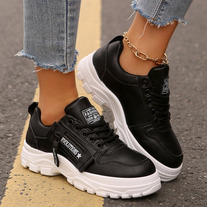 Gillian – Lace-Up Sneakers with Side Zipper and Thick Sole