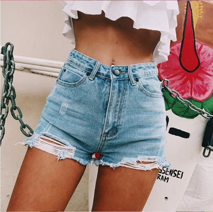 Danielle – Retro Women's Denim Shorts with Distressing