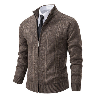 Bernard – Wool Men's Cardigan with Stand Collar for Fall and Winter