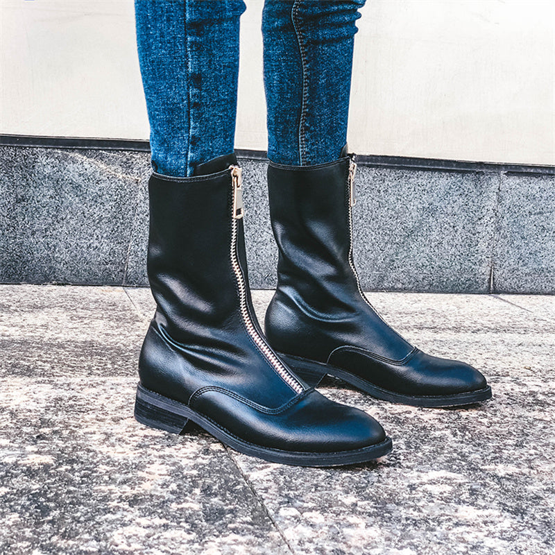 Lily – Retro-Style Reversed Martin Boots for Women