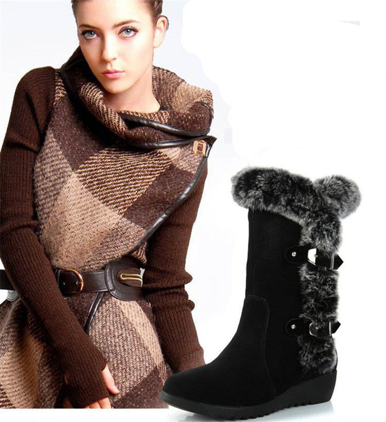 Leah – Mid-Calf Women's Boots with Faux Fur for Winter