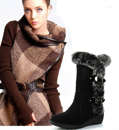 Leah – Mid-Calf Women's Boots with Faux Fur for Winter