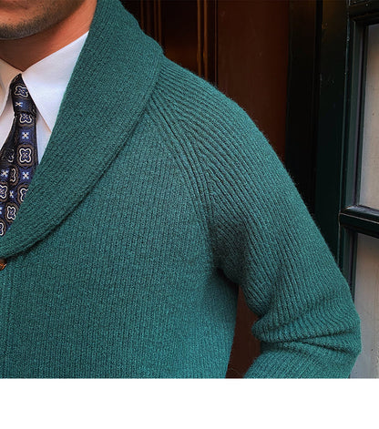 James – Thick Vintage Men's Cardigan in Retro Style