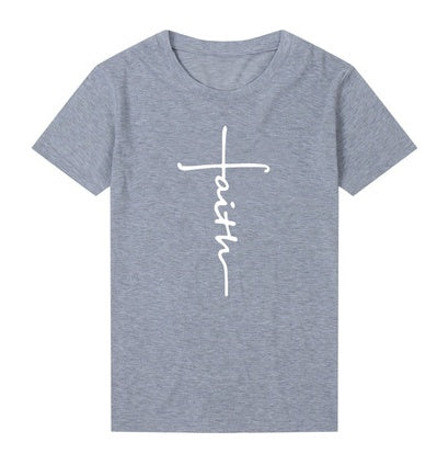 Carol – Women's Cotton T-Shirt with Cross Motif