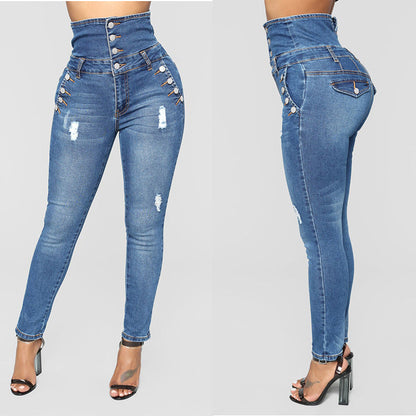 Kimberley – High-Waist Skinny Jeans with Embroidery