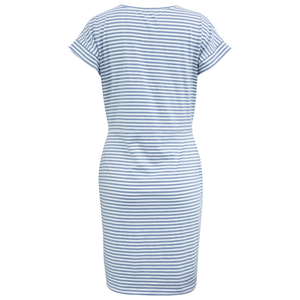 Lynda – Striped Women's Dress with Round Neckline