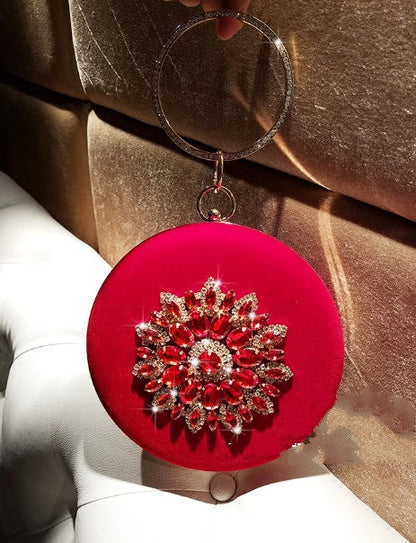 Michelle – Small Round Evening Bag with Diamond Ring