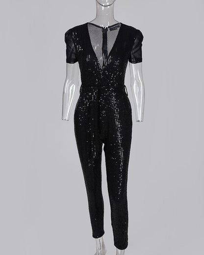 Emily – Deep V-Neck Sequin Dress