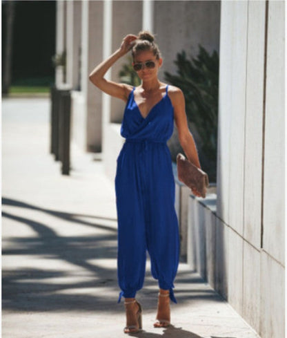 Francesca – Backless Jumpsuit with Pockets and V-Neck