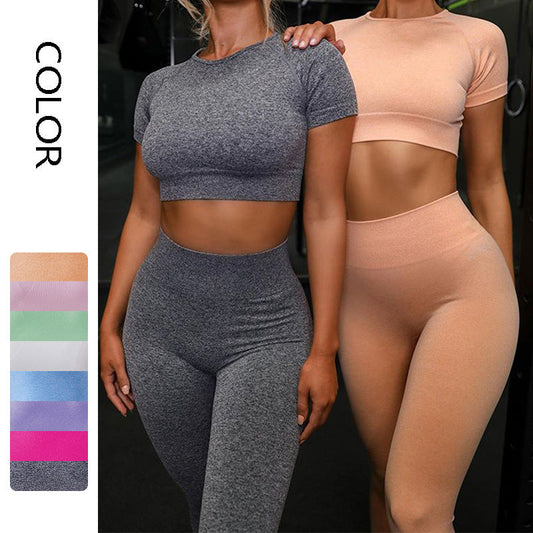 Georgina – Seamless Women's Yoga Sport Set with Short Sleeve Tops and Leggings