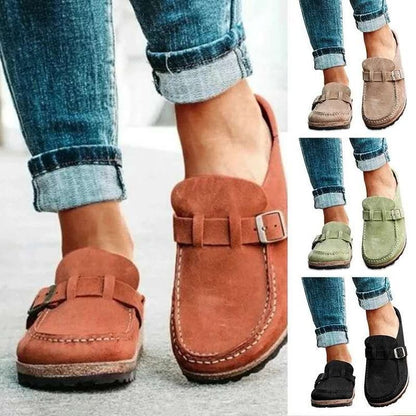 Jenny – Vegan Suede Mules with Buckle