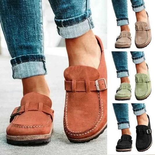 Jenny – Vegan Suede Mules with Buckle