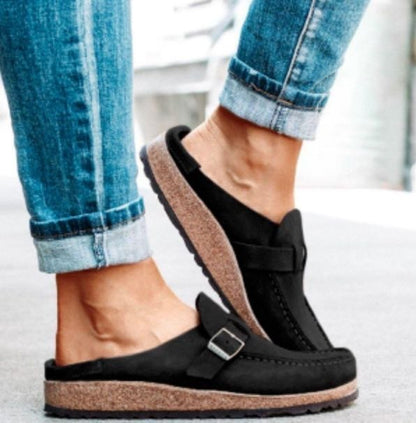 Jenny – Vegan Suede Mules with Buckle