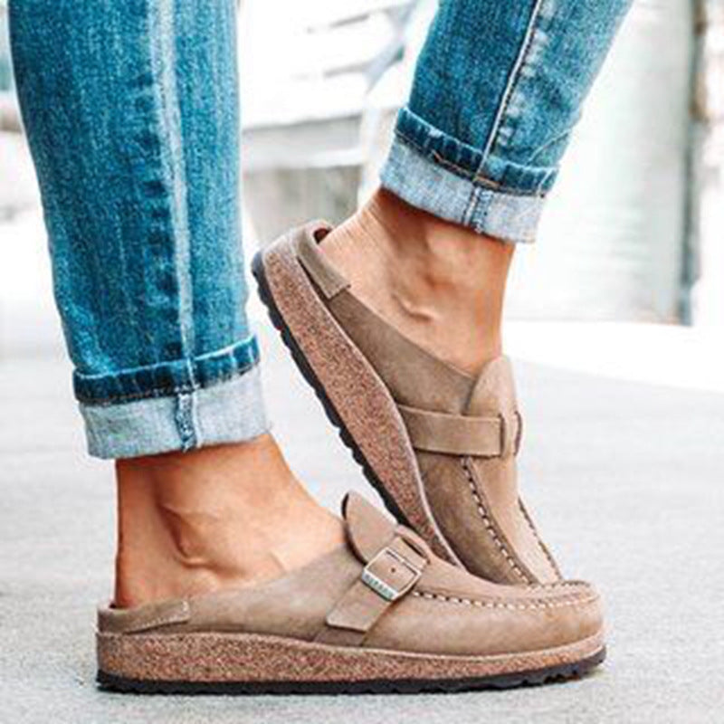 Jenny – Vegan Suede Mules with Buckle
