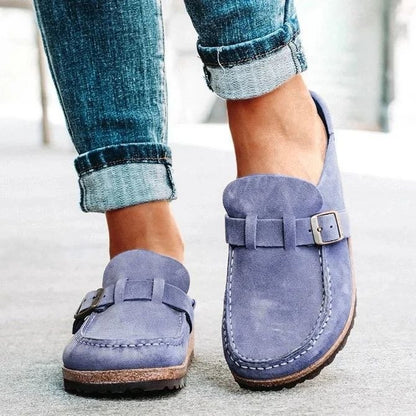 Jenny – Vegan Suede Mules with Buckle
