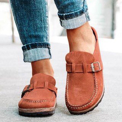Jenny – Vegan Suede Mules with Buckle
