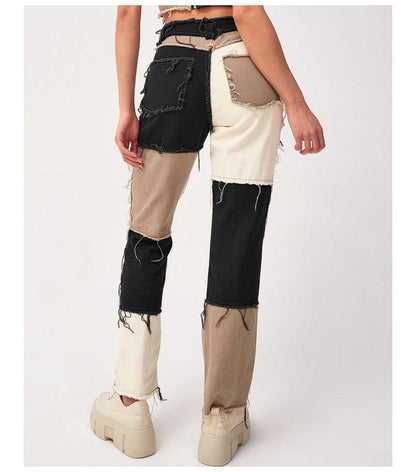 Tara – Straight Women's Jeans with High Stretch and Raw Hem