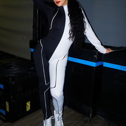 Kathryn – Sporty Skinny Jumpsuit with Contrast Stitching