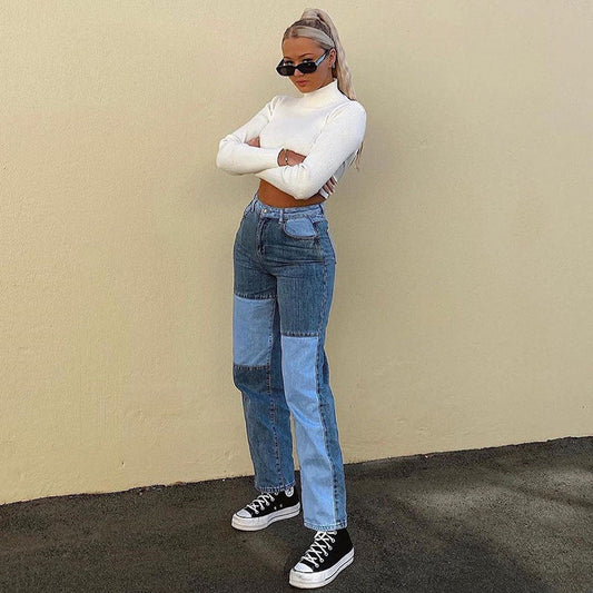Jane – High-Waisted Jeans with Contrast Stitching