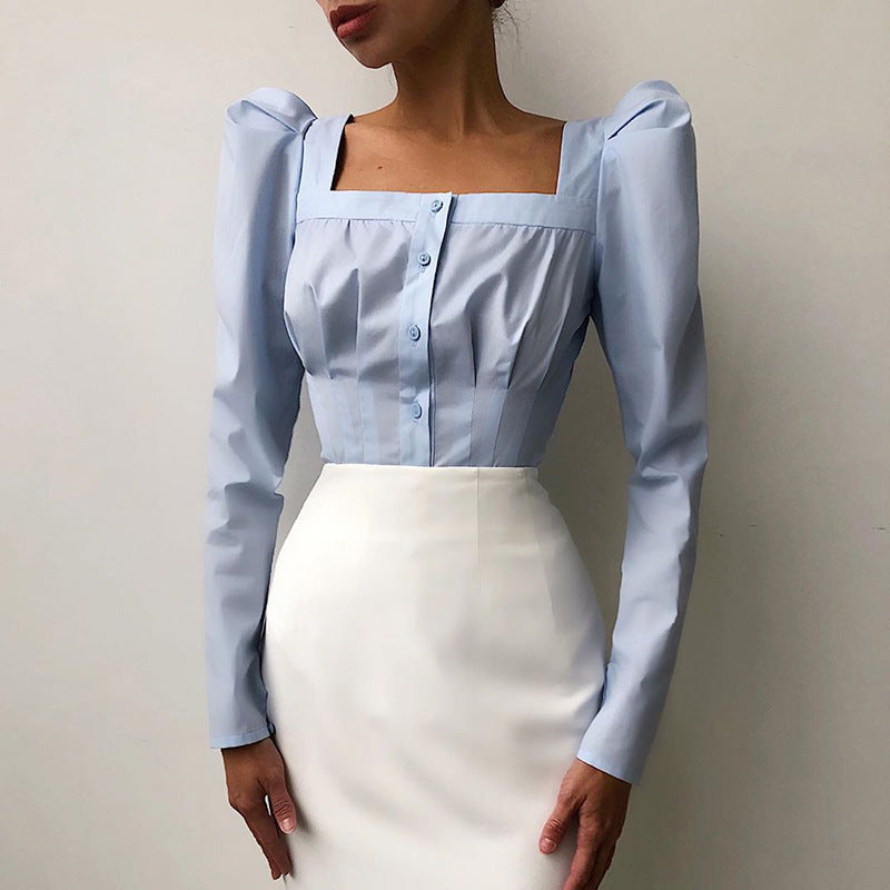 Deborah – Puff Sleeve Long-Sleeve Cardigan