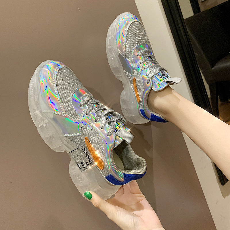 Christine – Transparent Sneakers with Platform and Holographic Effect
