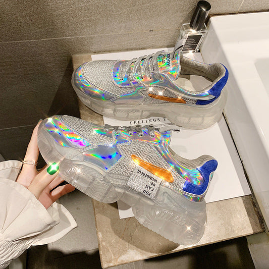 Christine – Transparent Sneakers with Platform and Holographic Effect
