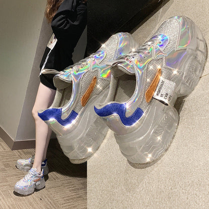 Christine – Transparent Sneakers with Platform and Holographic Effect