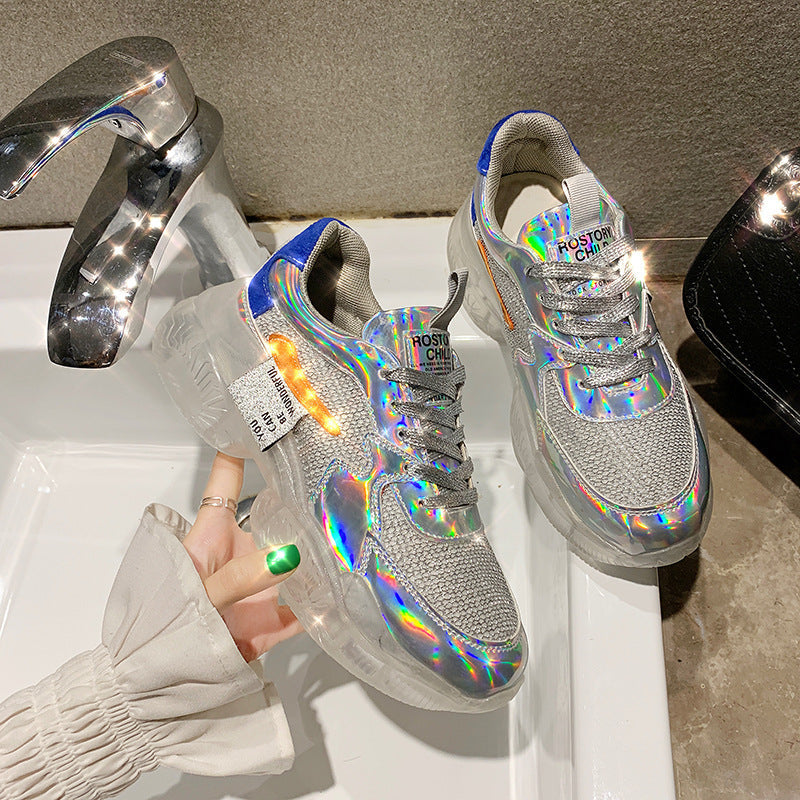 Christine – Transparent Sneakers with Platform and Holographic Effect