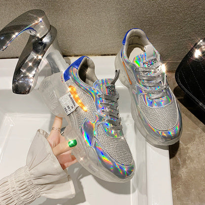 Christine – Transparent Sneakers with Platform and Holographic Effect