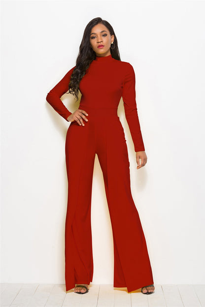Rebecca – Wide-Leg Jumpsuit with Round Neck and Long Sleeves