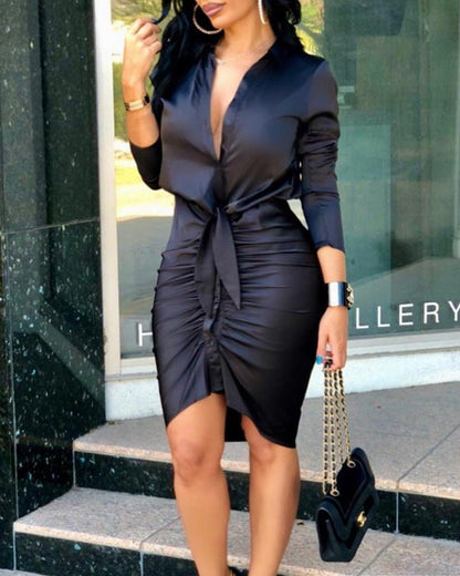 Vanessa – Elegant Shirt Dress with Lace-Up