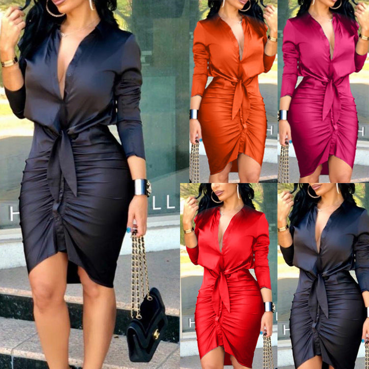 Vanessa – Elegant Shirt Dress with Lace-Up