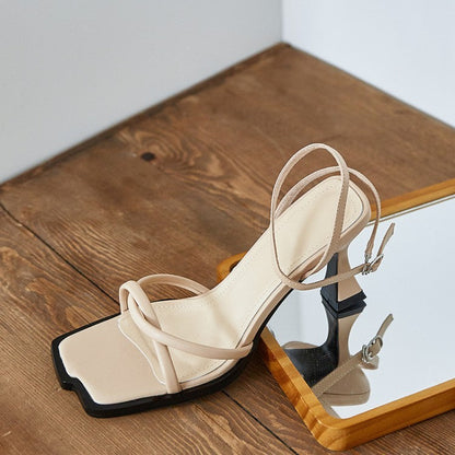 Abigail – Retro Open-Toe Stiletto Sandals with High Heel