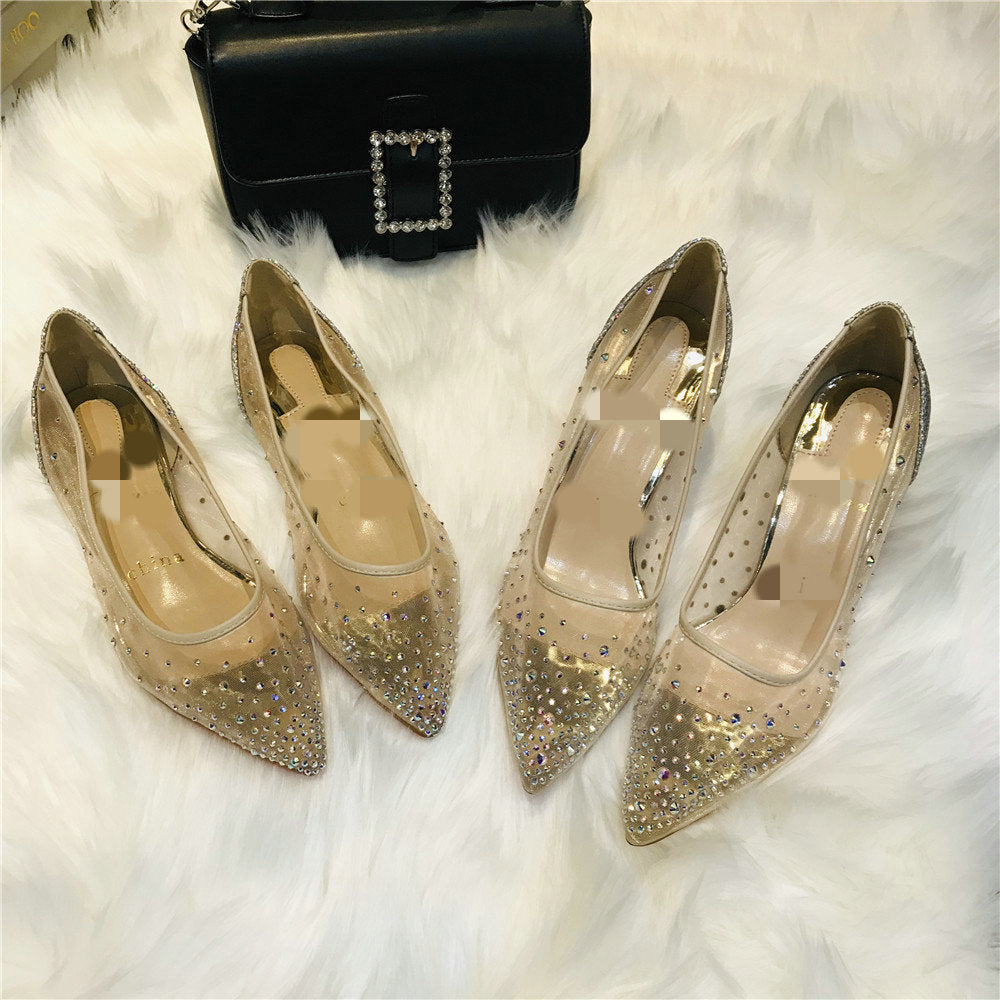 Julia – Transparent Women's Shoes with Rhinestones and Lace