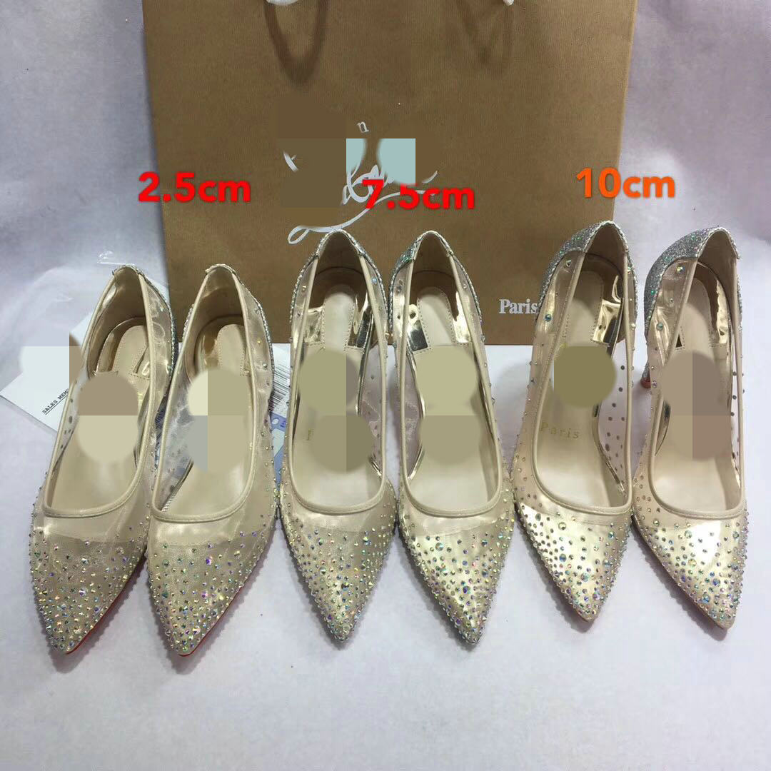 Julia – Transparent Women's Shoes with Rhinestones and Lace