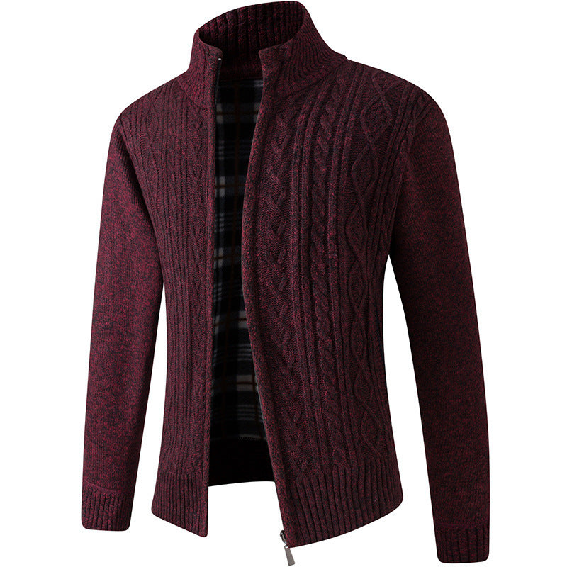 Rhys – Thick Knit Cardigan in Premium Vegan Suede for Men