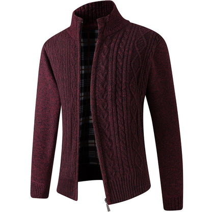 Rhys – Thick Knit Cardigan in Premium Vegan Suede for Men