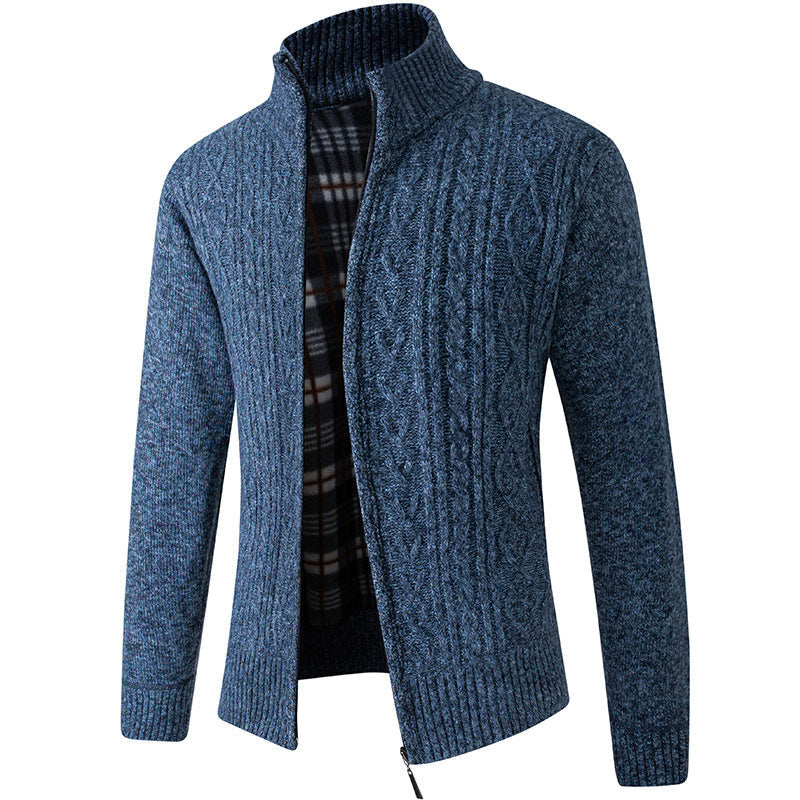 Rhys – Thick Knit Cardigan in Premium Vegan Suede for Men