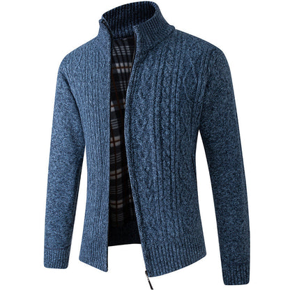 Rhys – Thick Knit Cardigan in Premium Vegan Suede for Men